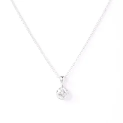 Classic Round Diamond Invisible Bezel Pendant, ½ Carat Total Weight, 14K White Gold