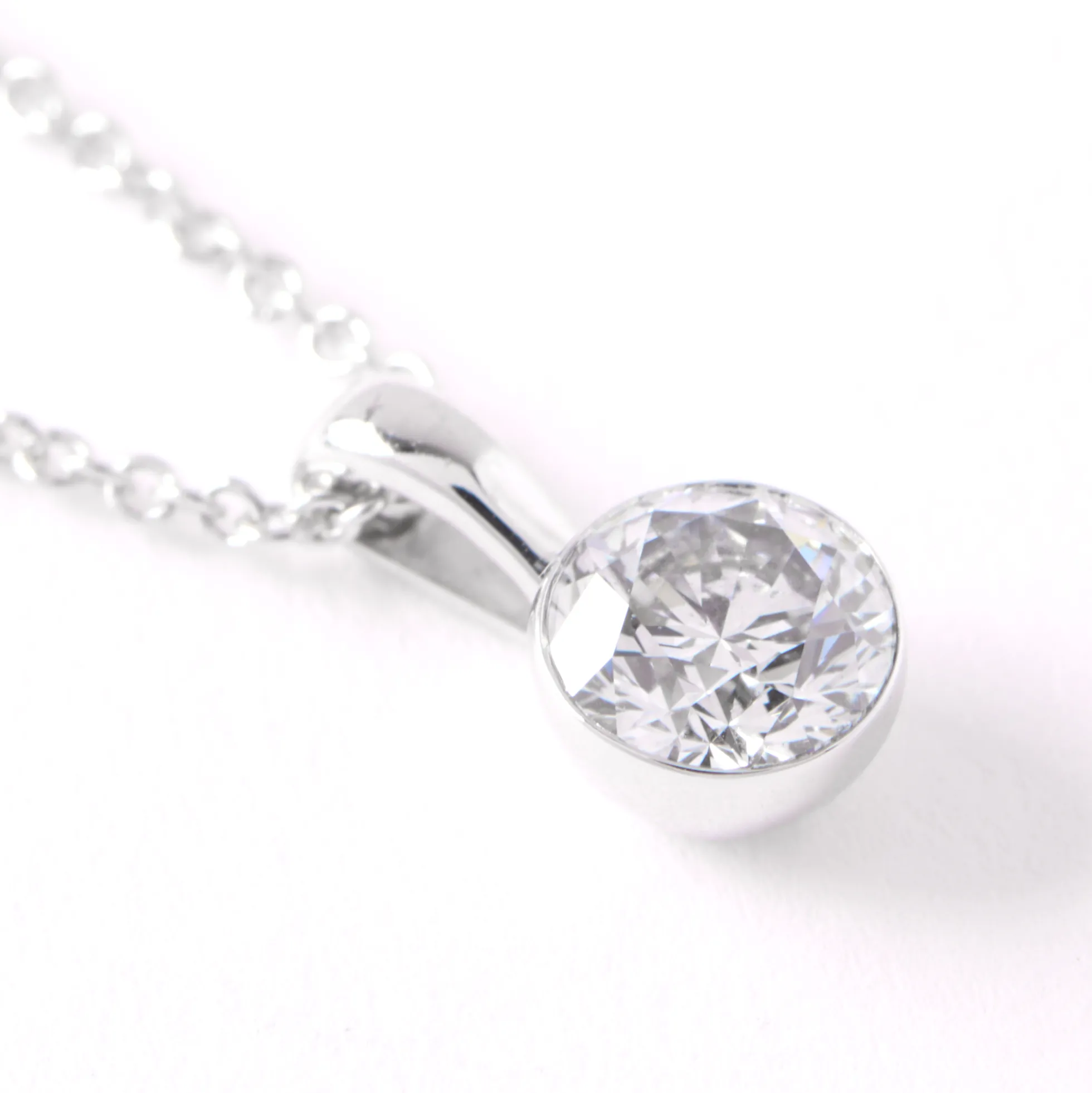 Classic Round Diamond Invisible Bezel Pendant, ½ Carat Total Weight, 14K White Gold