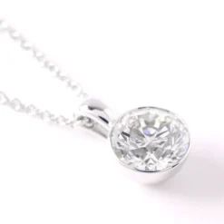 Classic Round Diamond Invisible Bezel Pendant, 1 Carat Total Weight, 14K White Gold