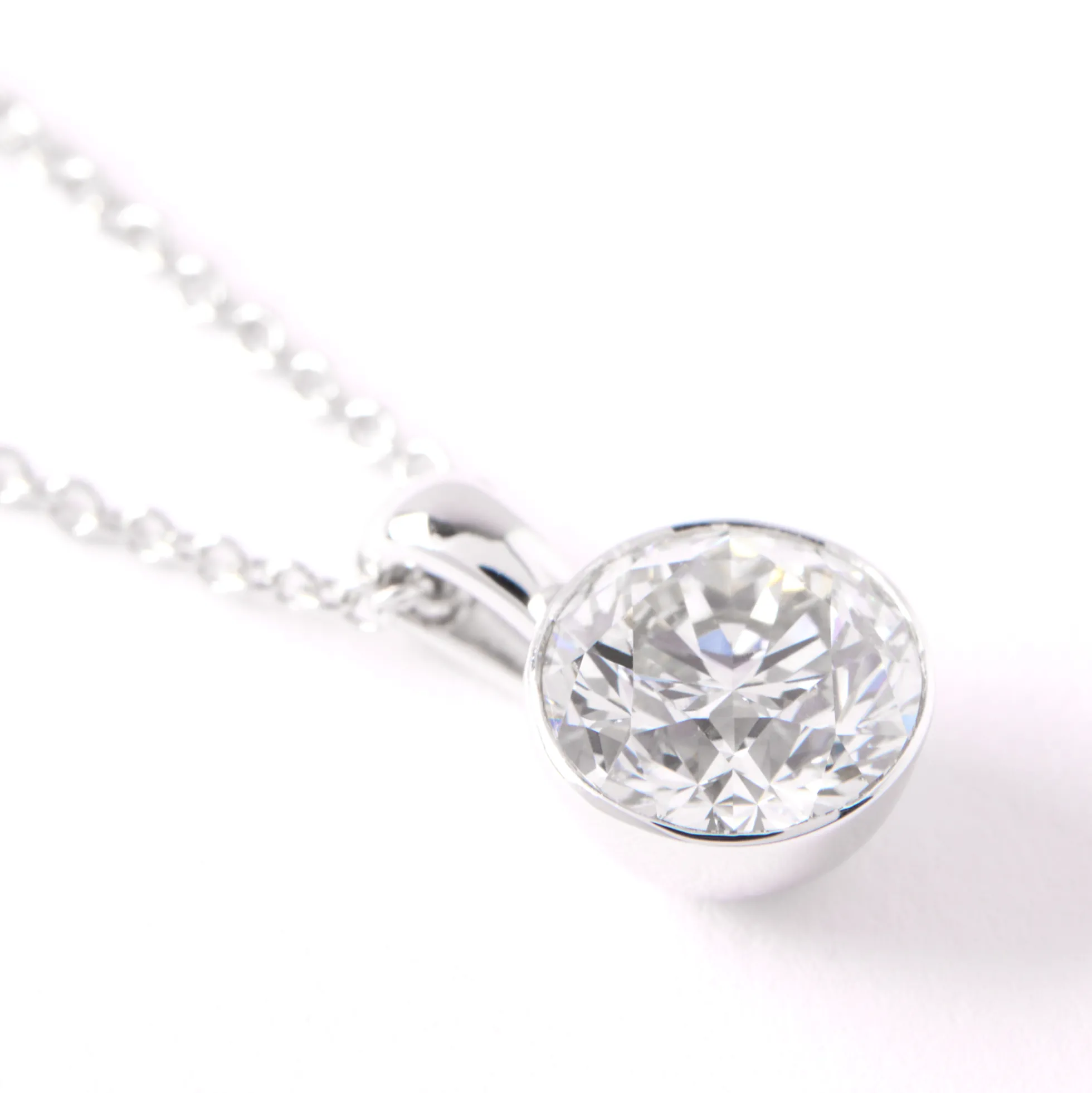 Classic Round Diamond Invisible Bezel Pendant, 1 Carat Total Weight, 14K White Gold