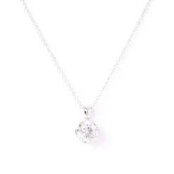 Classic Round Diamond Invisible Bezel Pendant, 1 Carat Total Weight, 14K White Gold