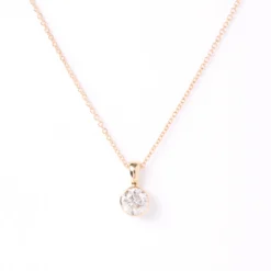 Classic Round Diamond Invisible Bezel Pendant, ½ Carat Total Weight, 14K Yellow Gold