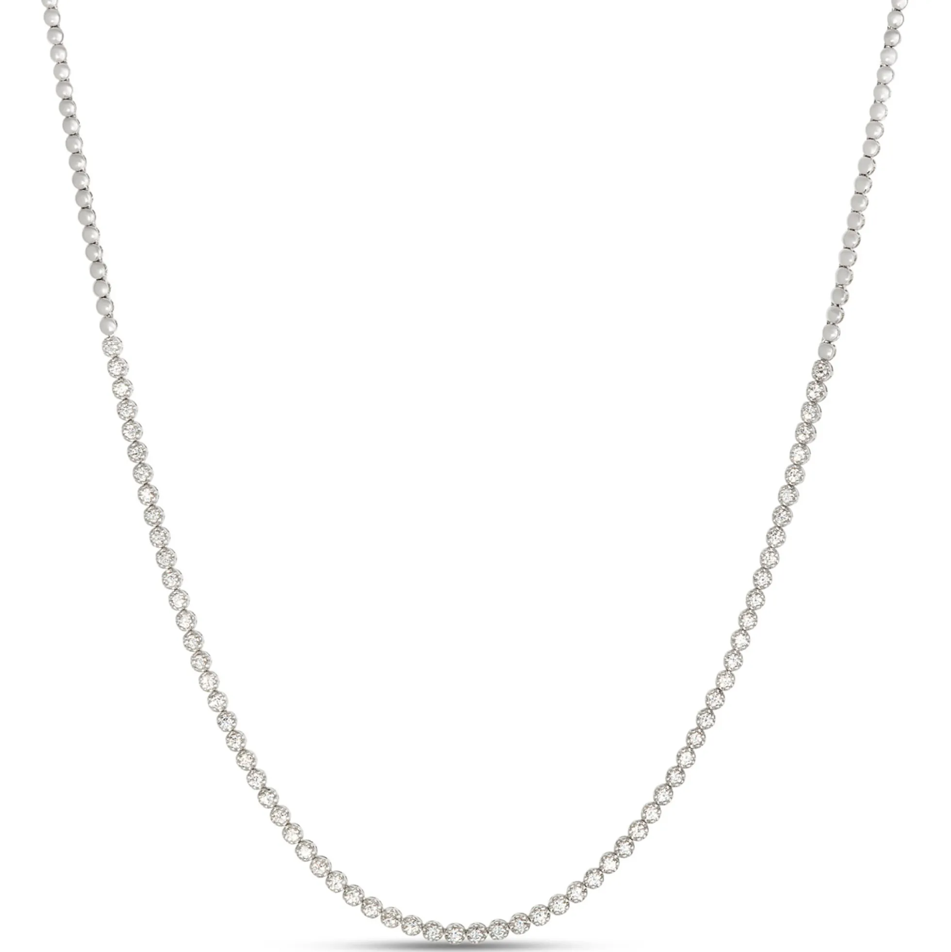 Classic Round Diamond Necklace, 2 Total Carat Weight, 14k White Gold