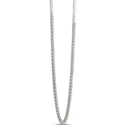 Classic Round Diamond Necklace, 2 Total Carat Weight, 14k White Gold