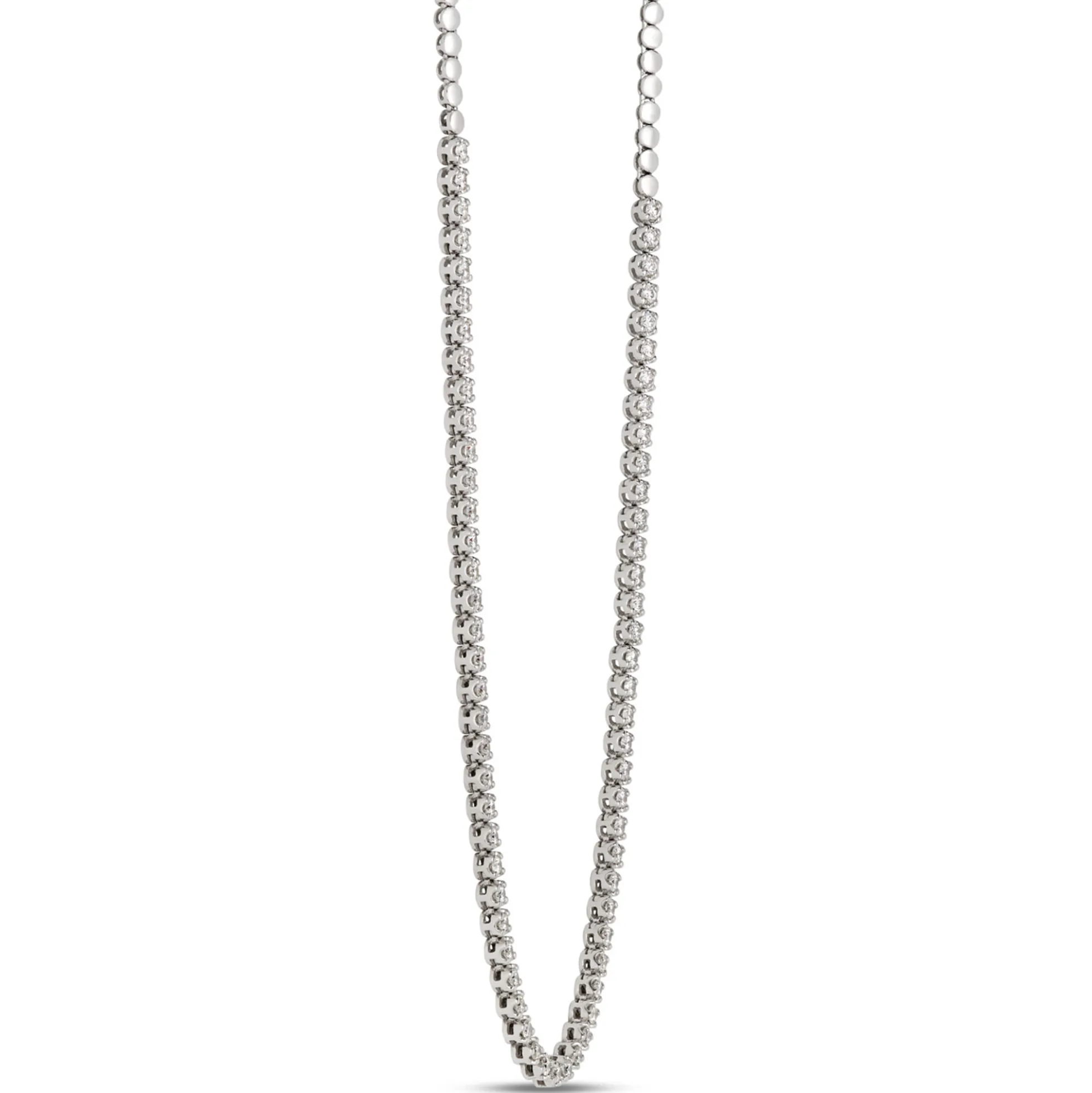 Classic Round Diamond Necklace, 2 Total Carat Weight, 14k White Gold