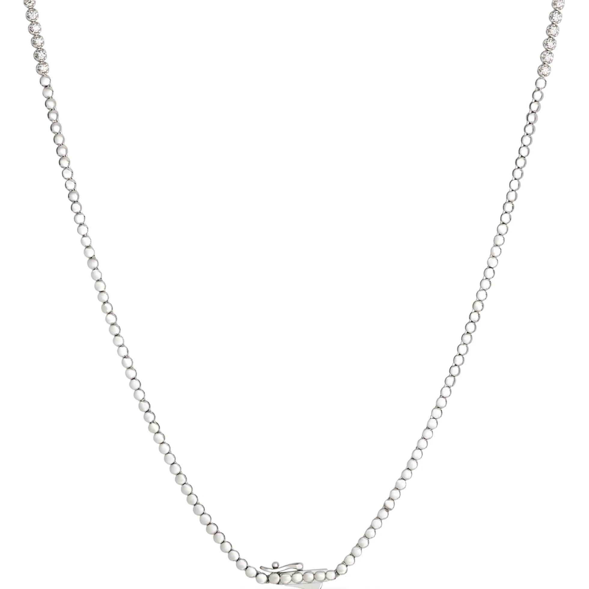 Classic Round Diamond Necklace, 2 Total Carat Weight, 14k White Gold