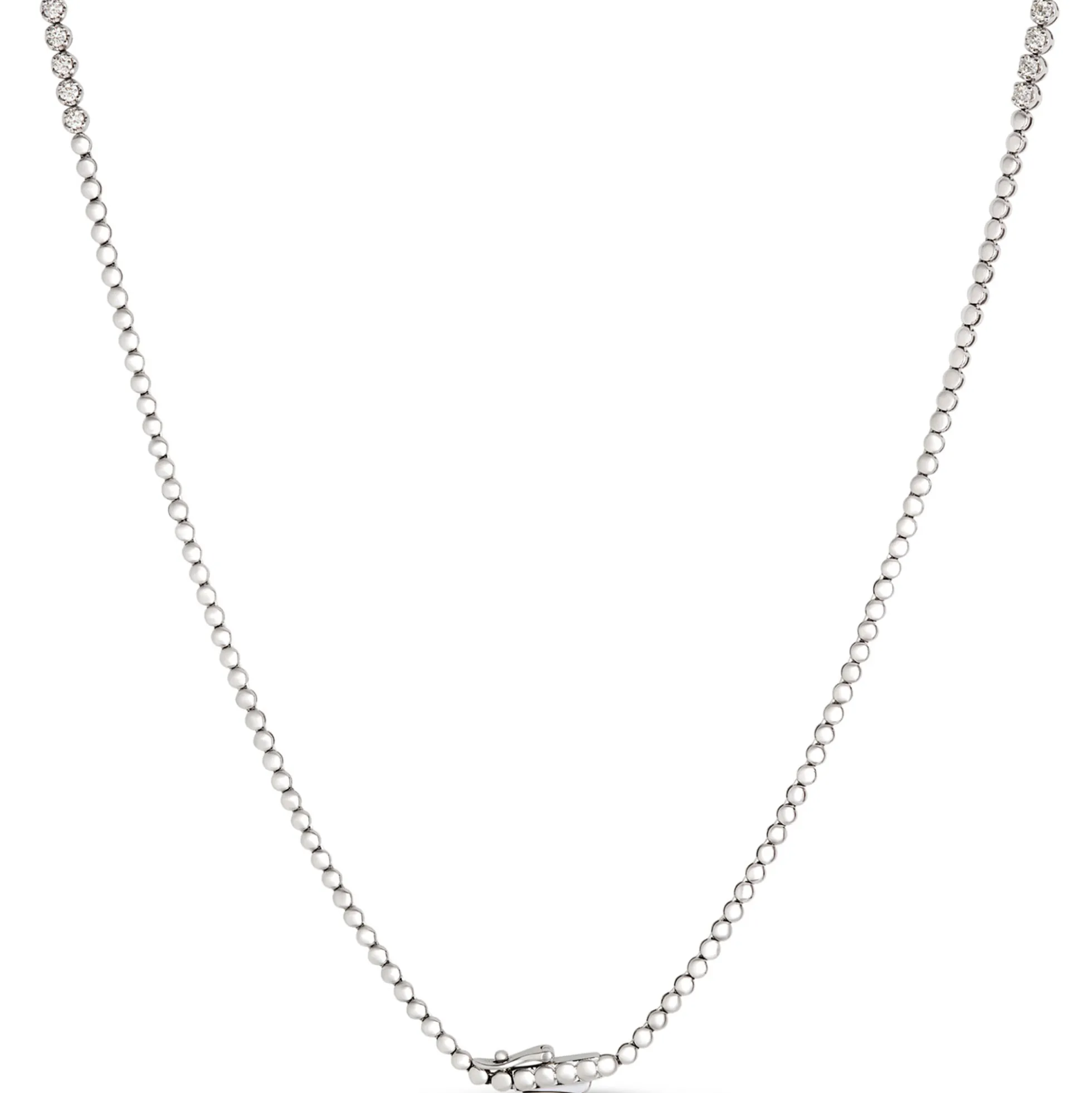 Classic Round Diamond Necklace, 3 Total Carat Weight, 14k White Gold