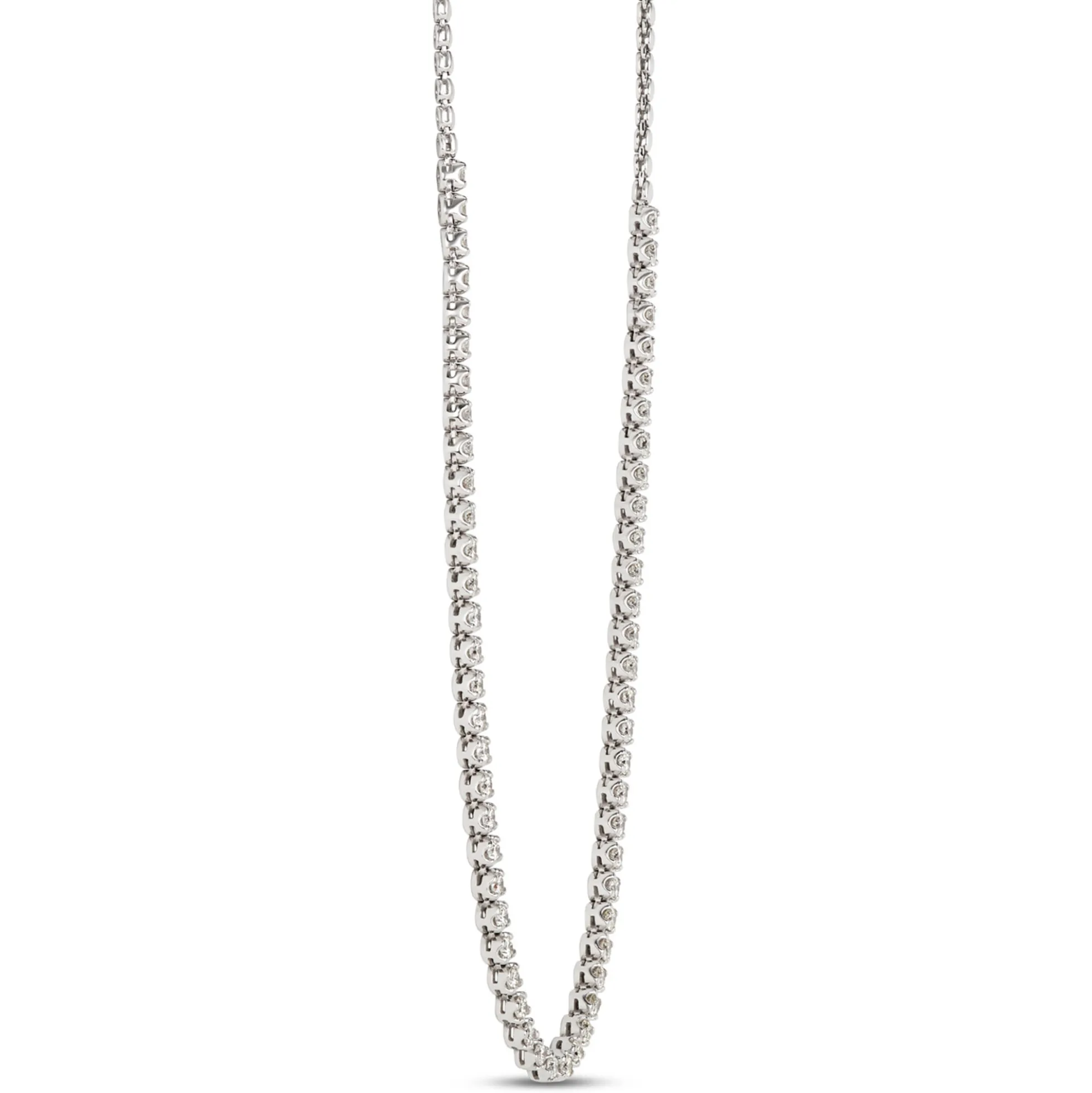 Classic Round Diamond Necklace, 3 Total Carat Weight, 14k White Gold