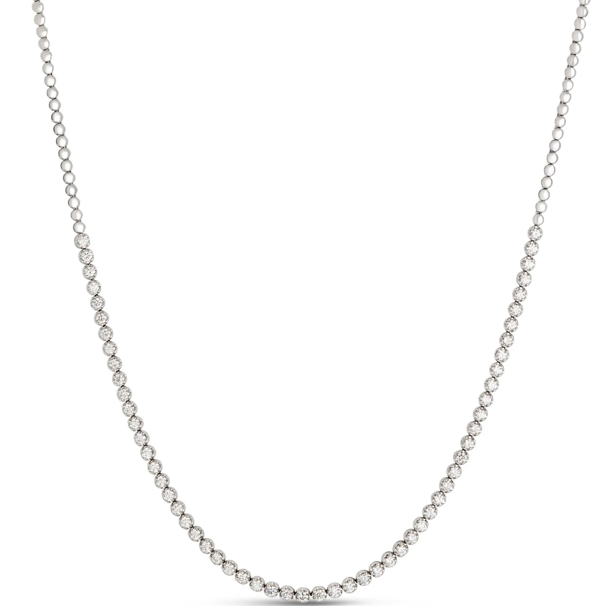 Classic Round Diamond Necklace, 3 Total Carat Weight, 14k White Gold