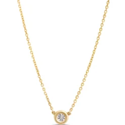 Classic Round Diamond Necklace, ¼ Carat, 14K Yellow Gold