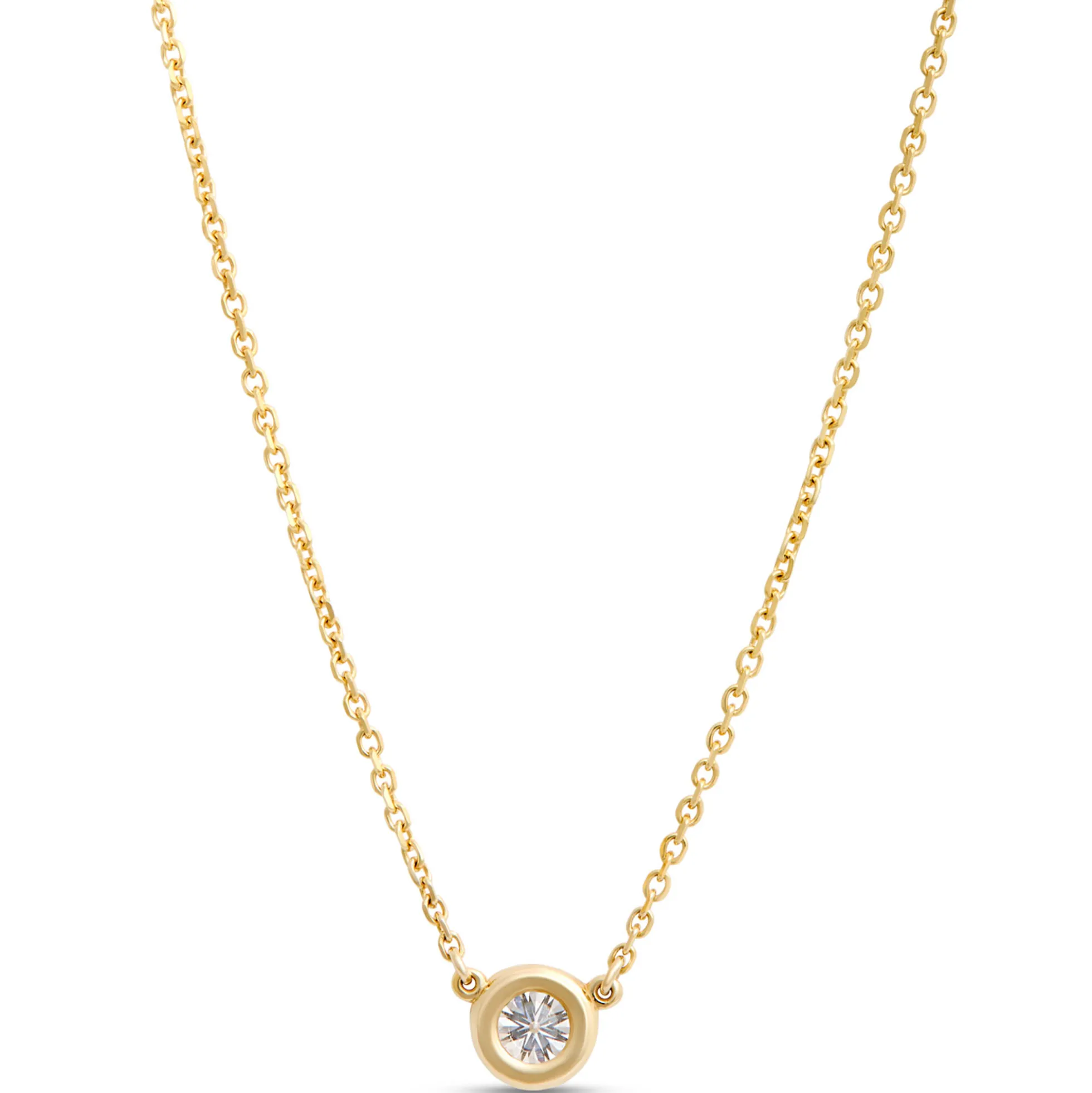 Classic Round Diamond Necklace, ¼ Carat, 14K Yellow Gold