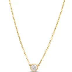 Classic Round Diamond Necklace, ¼ Carat, 14K Yellow Gold