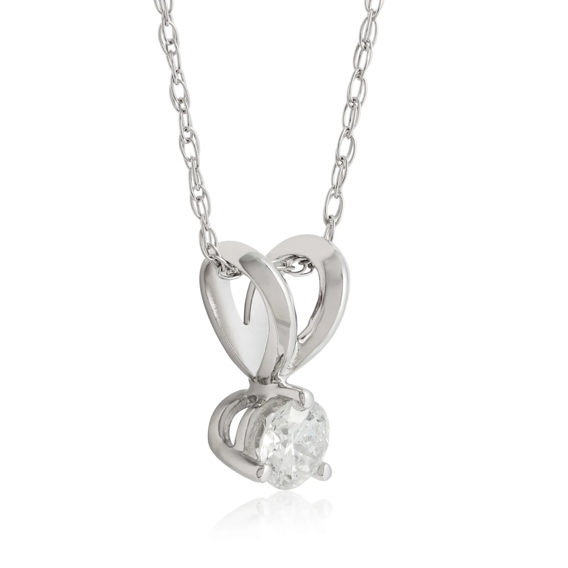Classic Round Diamond Pendant, ¼ Carat Total Weight, 14K White Gold