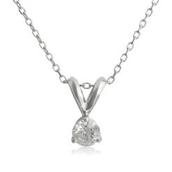 Classic Round Diamond Pendant, ⅕ Carat Total Weight, 14K White Gold