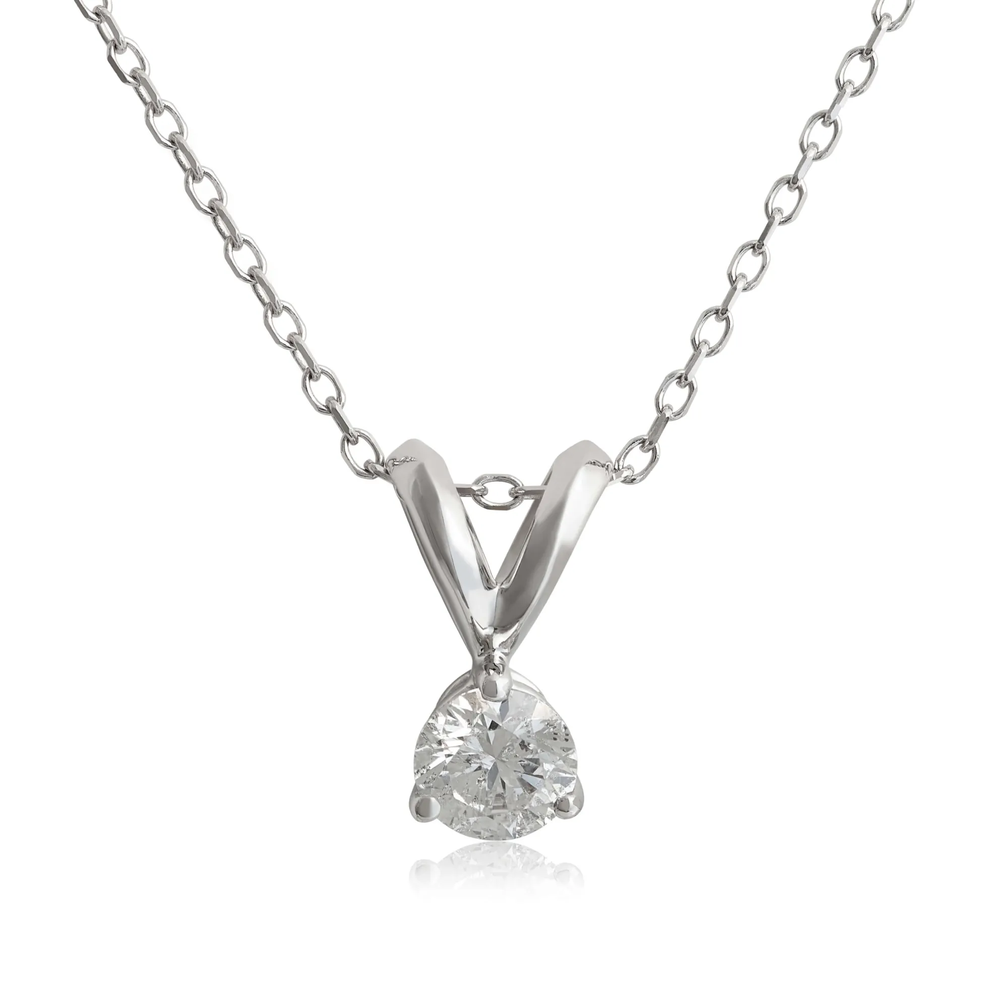 Classic Round Diamond Pendant, ⅕ Carat Total Weight, 14K White Gold