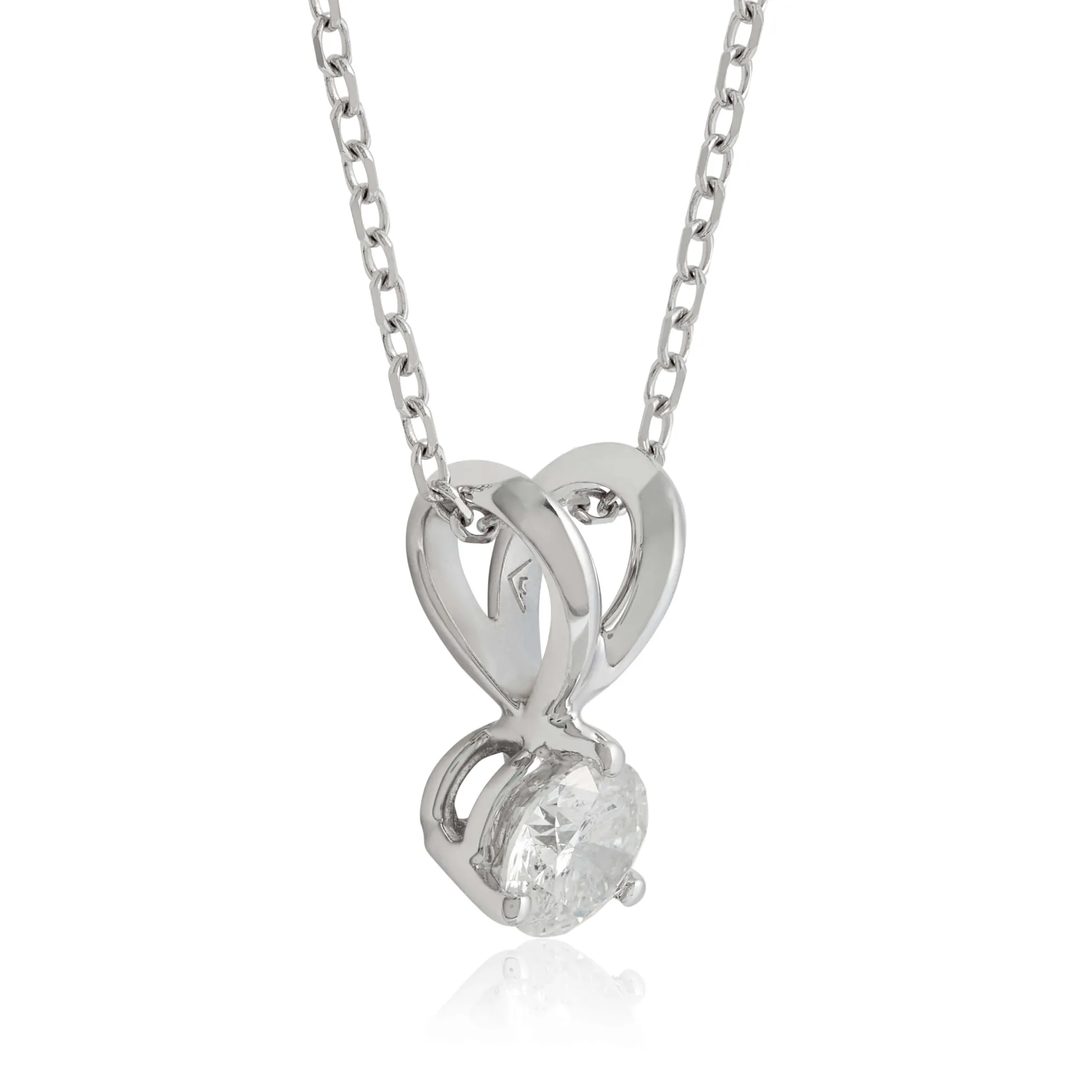Classic Round Diamond Pendant, ⅕ Carat Total Weight, 14K White Gold