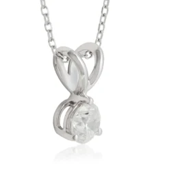 Classic Round Diamond Pendant, ⅓ Carat Total Weight, 14K White Gold