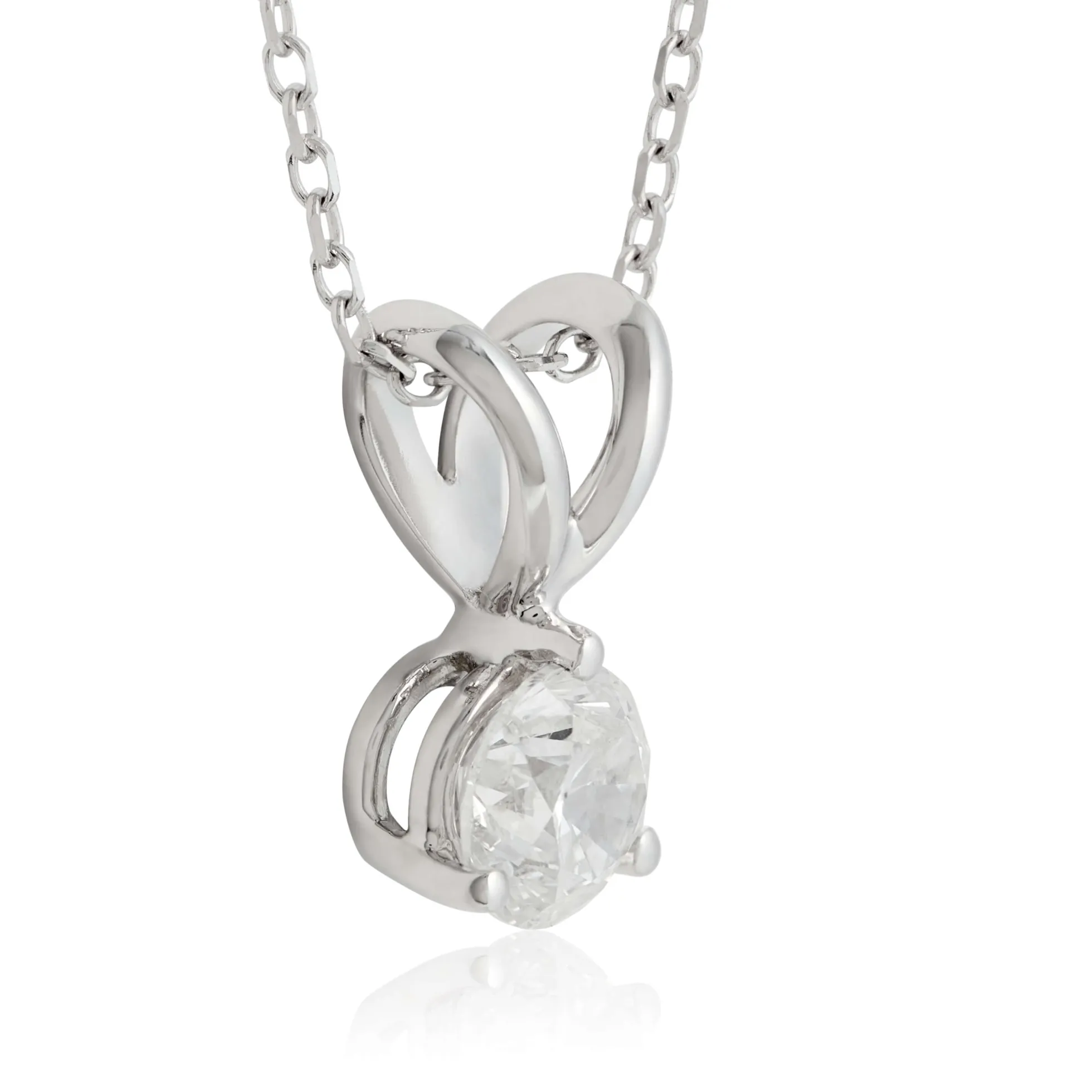 Classic Round Diamond Pendant, ⅓ Carat Total Weight, 14K White Gold