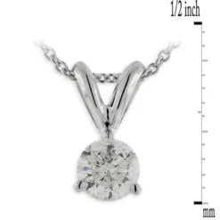 Classic Round Diamond Pendant, ⅓ Carat Total Weight, 14K White Gold
