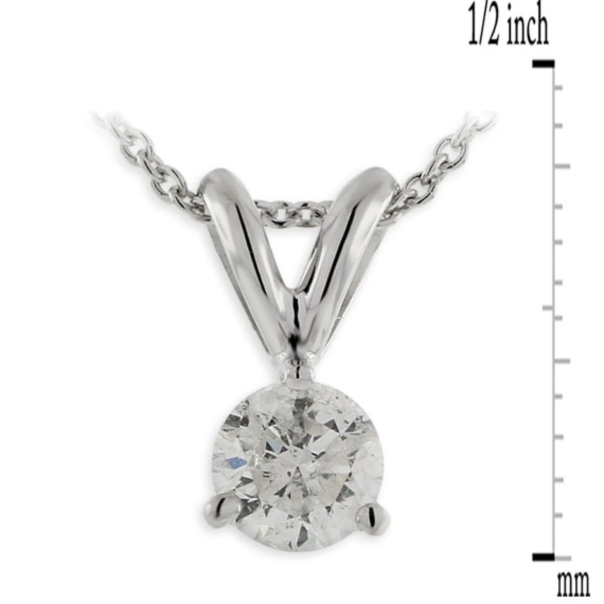 Classic Round Diamond Pendant, ⅓ Carat Total Weight, 14K White Gold