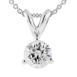 Classic Round Diamond Pendant, ½ Carat Total Weight, 14K White Gold