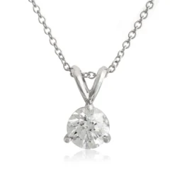 Classic Round Diamond Pendant, ⅓ Carat Total Weight, 14K Yellow Gold