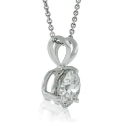 Classic Round Diamond Pendant, 1 Carat Total Weight, 14K White Gold