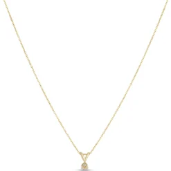 Classic Round Diamond Pendant, 1/5 Carat Total Weight, 14K Yellow Gold