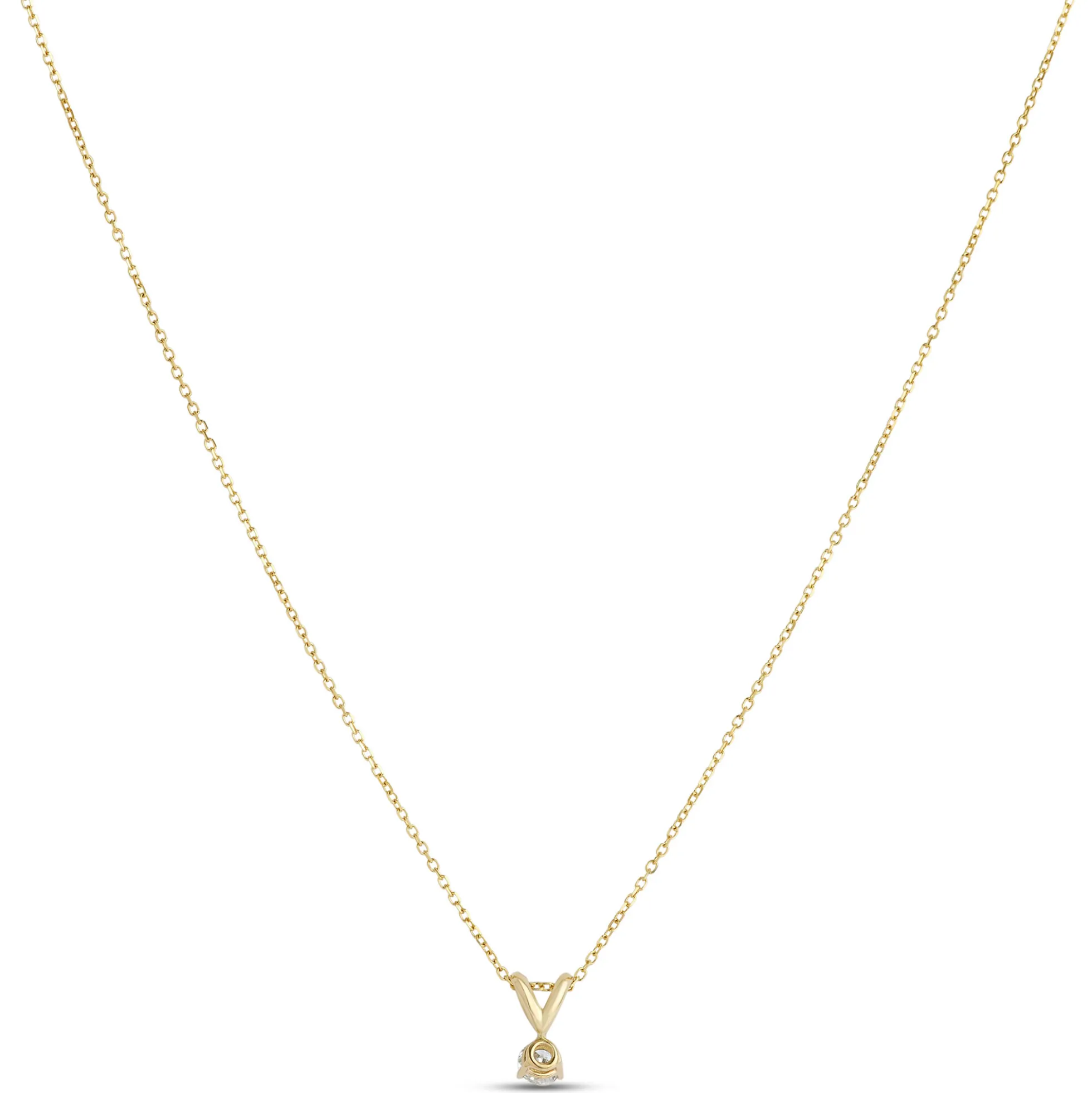 Classic Round Diamond Pendant, 1/5 Carat Total Weight, 14K Yellow Gold