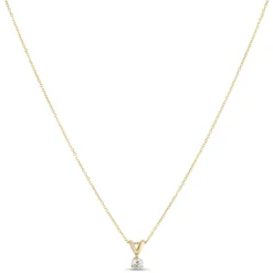 Classic Round Diamond Pendant, 1/5 Carat Total Weight, 14K Yellow Gold