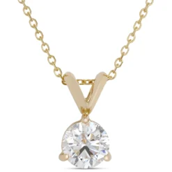 Classic Round Diamond Pendant, ⅔ Carat Total Weight, 14K Yellow Gold