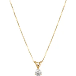 Classic Round Diamond Pendant, ⅓ Carat Total Weight, 14K Yellow Gold