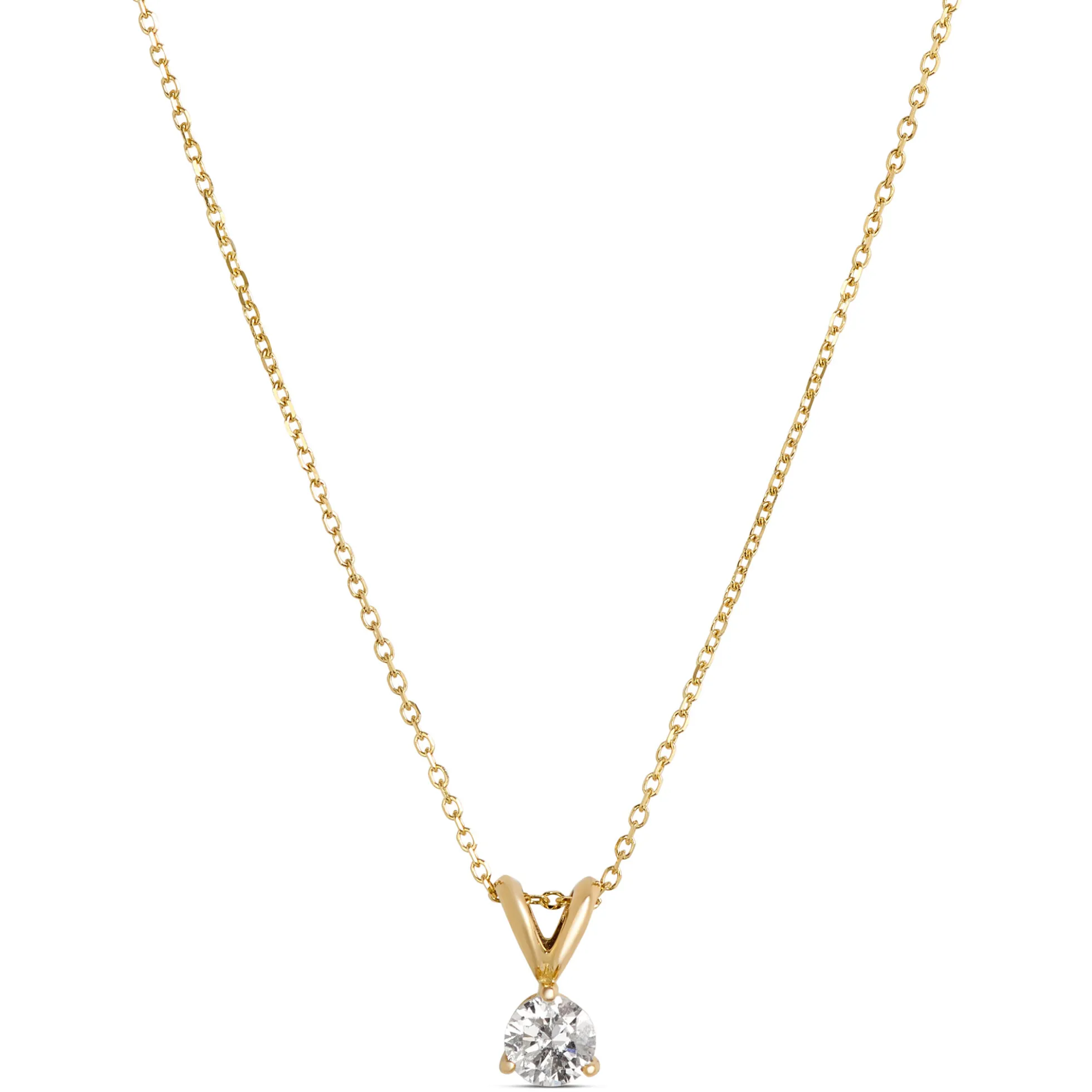 Classic Round Diamond Pendant, ⅓ Carat Total Weight, 14K Yellow Gold