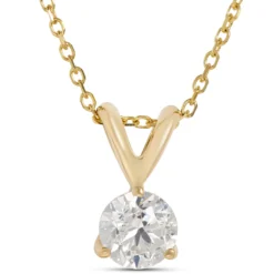 Classic Round Diamond Pendant, ½ Carat Total Weight, 14K Yellow Gold
