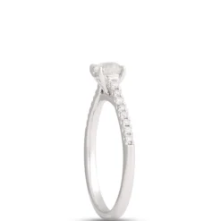 Classic Round Diamond Ring, ½ Carat Total Weight, 14K White Gold