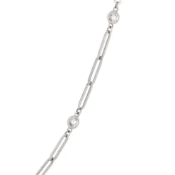 Classic Round Diamond Station Necklace, 1 ½ Carat Total Weight, 14K White Gold