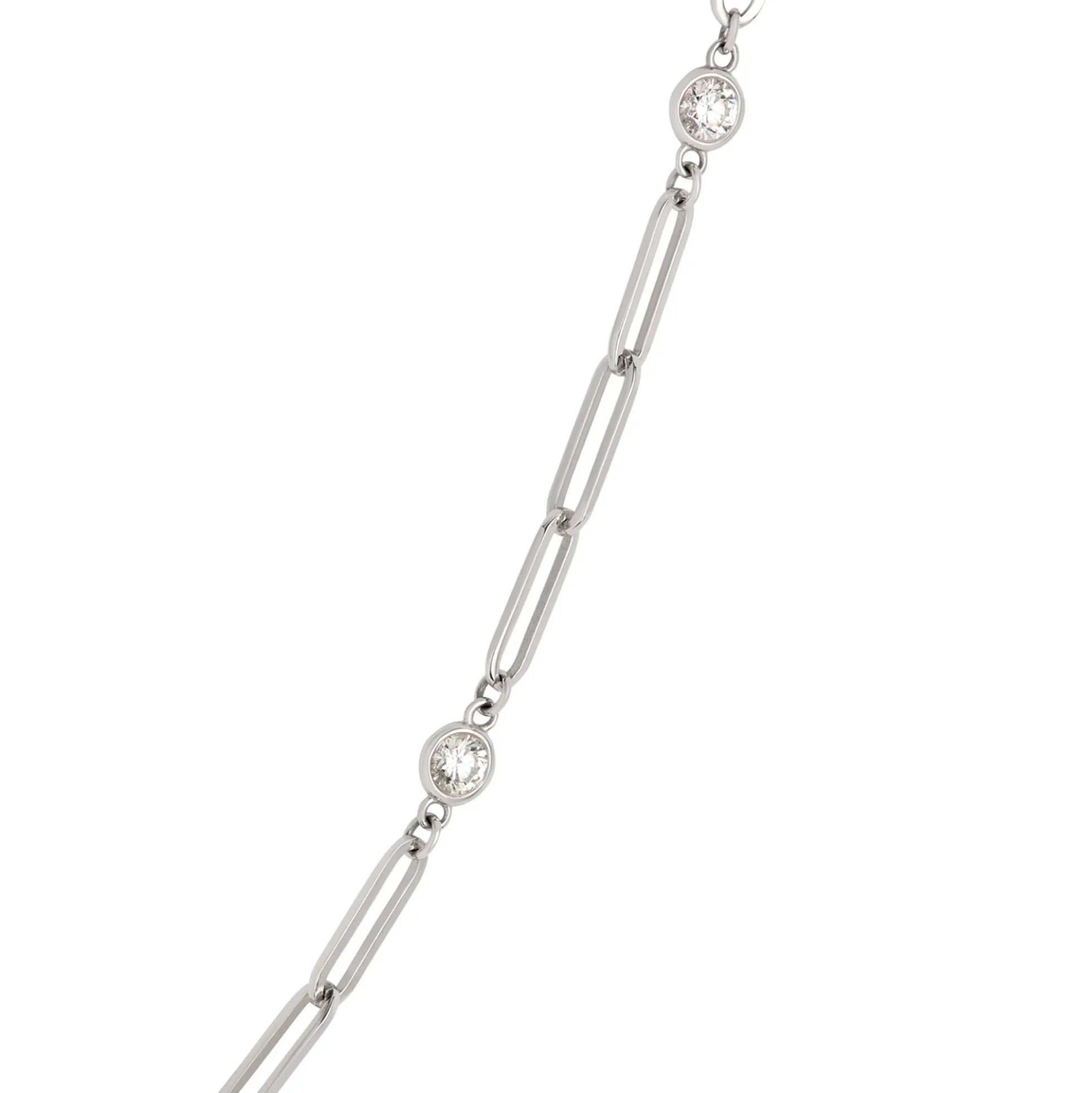 Classic Round Diamond Station Necklace, 1 ½ Carat Total Weight, 14K White Gold
