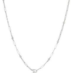 Classic Round Diamond Station Necklace, 1 ½ Carat Total Weight, 14K White Gold