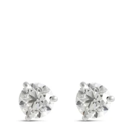 Classic Round Diamond Studs, 2 Carat, in 14K White Gold
