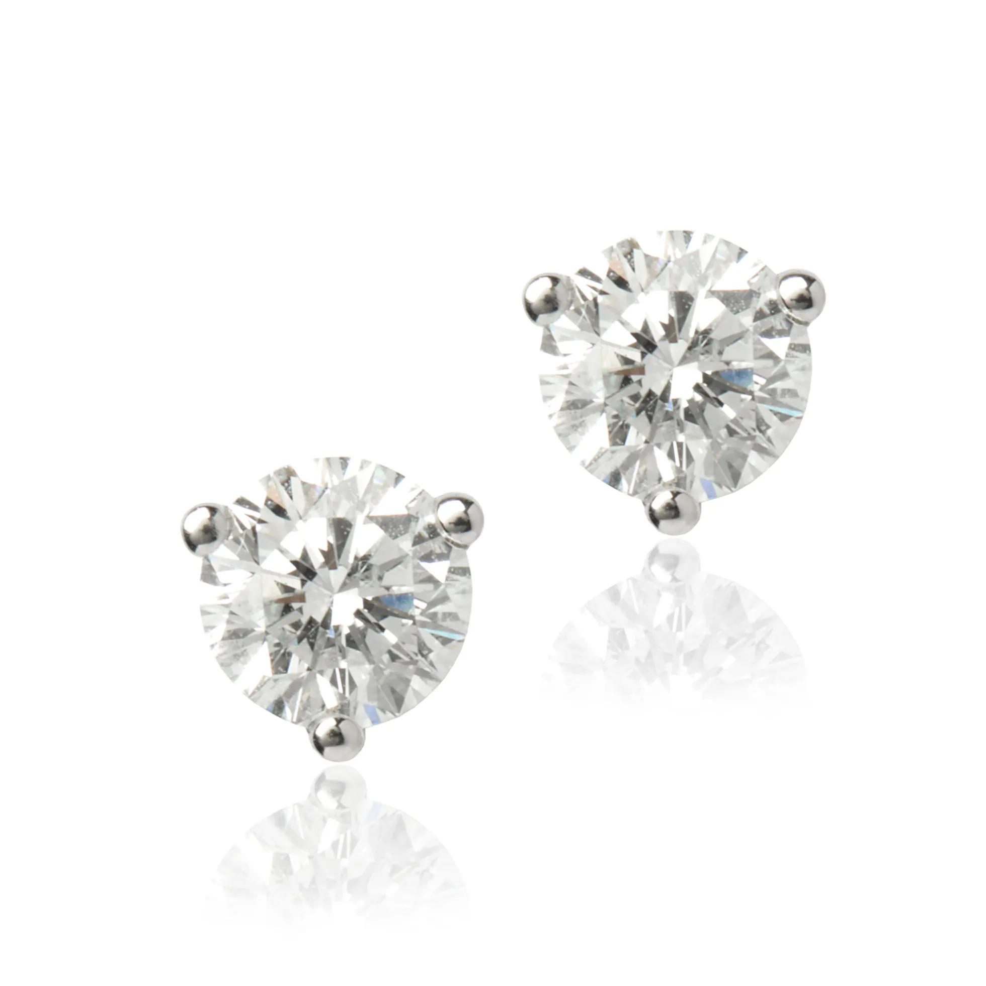 Classic Round Diamond Studs, 1 Carat Total Weight, in 14K White Gold