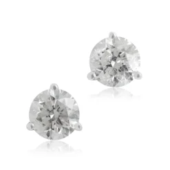 Classic Round Diamond Studs, 1.5 Carat Total Weight, in 14K White Gold