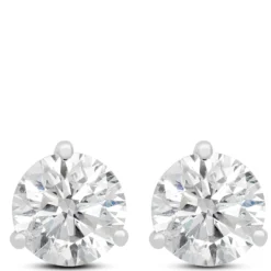 Classic Round Diamond Studs, 2 Carat Total Weight, in 14K White Gold