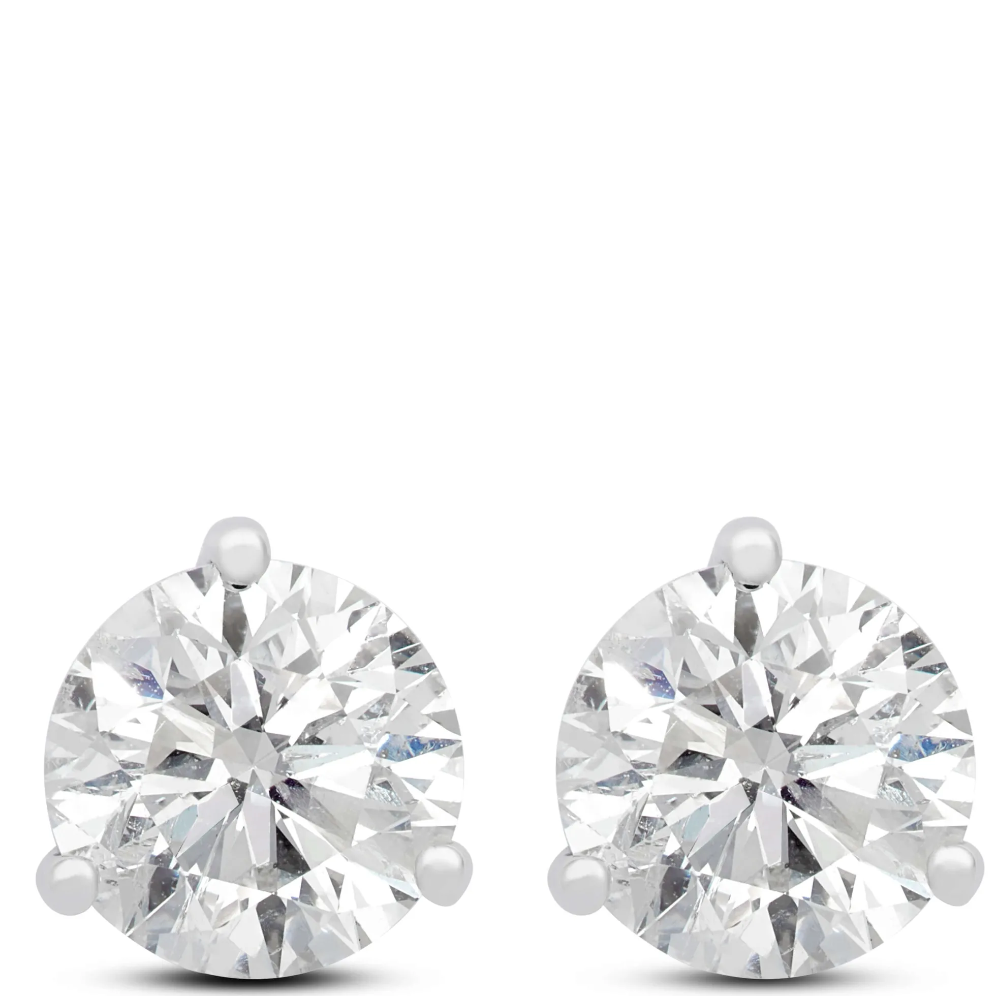 Classic Round Diamond Studs, 2 Carat Total Weight, in 14K White Gold