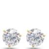 Classic Round Diamond Studs, 2 Total Carat Weight, 14K Yellow Gold