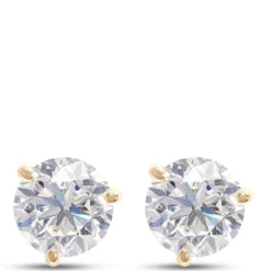 Classic Round Diamond Studs, 2 Total Carat Weight, 14K Yellow Gold