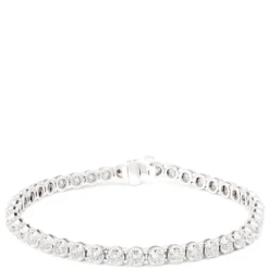Classic Round Diamond Tennis Bracelet, 8 Carat Total Weight, 14K White Gold