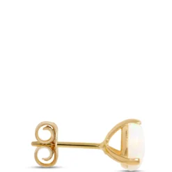 Classic Round Opal Studs, 14K Yellow Gold