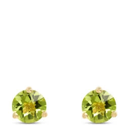 Classic Round Peridot Studs, 14K Yellow Gold