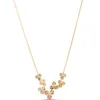 Classic Round Rainbow Sapphire Clusters Necklace, 14K Yellow Gold