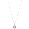 Classic Round Sapphire Diamond Halo Necklace, 1/10 Total Carat Weight, 14K White Gold